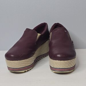 Tommy Hilfiger Burgundy Platform Slip-Ons